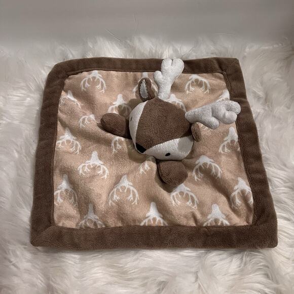 Levtex Baby Deer Infant Security Blanket Lovey Brown Tan White Antlers Buck - Picture 2 of 7